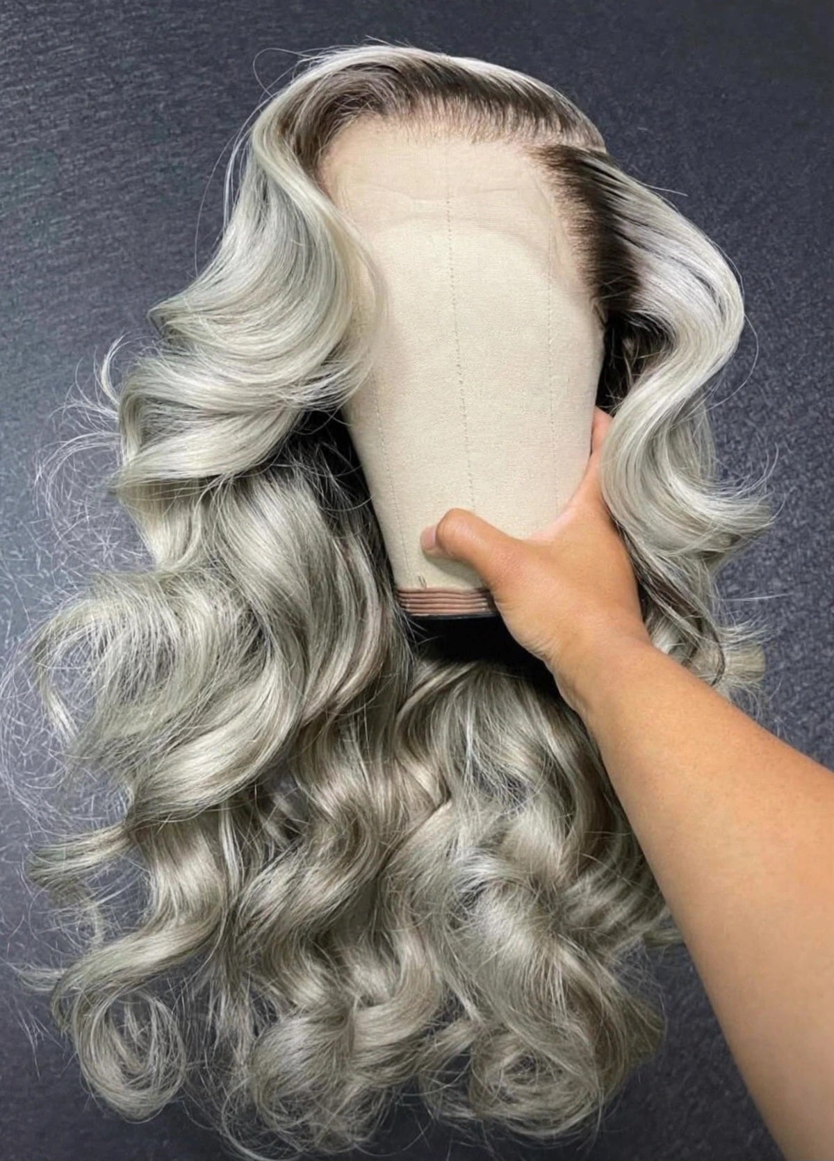 Human hair frontal Grey 22"